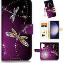 for Samsung S25 Ultra, for Samsung Galaxy S25 Ultra, Designed Flip Wallet Phone Case Cover, A20232 Purple Dragonfly 20232