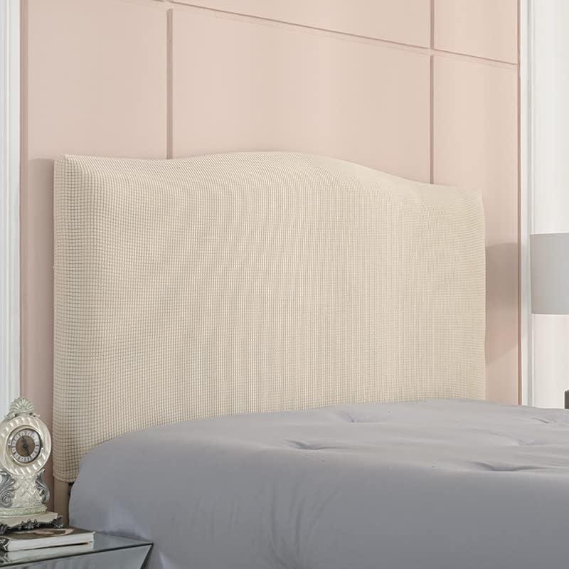 Soft Stretch Bed Headboard Slipcover, Solid Color Dustproof Bed Head Protector Cover for Full Queen King Size Bedroom Decoration (Cream, Full headboard Length(43-55))