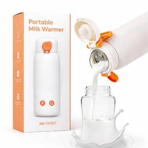 Portable Bottle Warmer for Travel, 2-Minute Fast Heating 4-Level Precise Temperature Control 12oz Large Capacity Baby Milk Warmer On-the-Go for Breastmilk & Formula Long Battery Life for Night Feeding