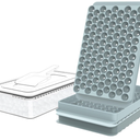 WIBIMEN Mini Ice Cube Trays, 0.55” Tiny Pebble Ice for Iced Coffee & Cocktails, Fast Chill, Easy Twist Release, Stackable with Lid & Storage Bin (2 Pack, Blue)