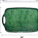TP Large Serving Trays with Handles, 19" x 12" Melamine Serving Platters for Food, Turkey, Set of 2 Rectangular Trays for Party, Retro Green