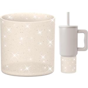 Silicone Boot Compatible with Sinple Midern 24/30/40 oz Tumbler with Handle/Trek Pivot, Protective Anti-Scratch Bottle Bottom Sleeve Cover Compatible with Sinple Midern Tumbler (Bling Almond Birch)