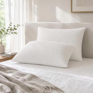 IULULU Shredded Memory Foam Pillow, 2 Pack, Standard Queen Fit | Medium Firm Support Bed Pillows for Side Back and Stomach Sleepers, Removable Washable Cover, 28 x 18 Inch