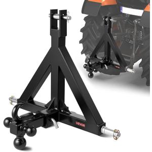 VEVOR 3 Point Trailer Hitch 2 in Receiver, 3pt Quick Hitch Attachment with 3 Trailer Balls, Tractor Tow Drawbar Adapter, Compatible with Kubota, Mahindra, Ford, Yanmar, John Deere, Massey Ferguson