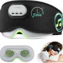 LC-dolida Voice Control Bluetooth Sleep Mask, Bamboo Cotton Bluetooth Sleep Headphones with 3D Zero-Pressure Cups and Timer Setting, Total Blackout Sleep Eye Mask for Side Sleepers, Black