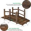 5FT Wooden Garden Bridge Arch Stained Finish Footbridge Decorative Backyard Bridge with Double Safety Railings Outdoor Lawn Pond Bridge Walkway for Garden Yard Patio Courtyard Farm Stream Creek