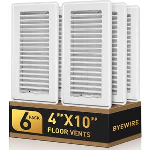 4x10 Floor Register, 6 Pack White Vent Covers for Home Floor, Sidewall
