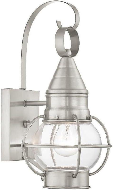 Livex Lighting 26900-91 1-Light Outdoor Wall Lantern, Brushed Nickel, 7"W x 13.75"H