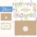 FYSUIMU 24 Pack Happy Mother's Day Cards Wildflower Greeting Cards with Envelopes Stickers Colorful Floral Blank Note Card for Mom Grandma Holiday Party Supplies, 4 x 6 Inch