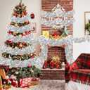 50FT Silver Tinsel Christmas Garland Metallic Twist Garland Shiny Hanging Tinsel for Christmas Tree Party Supplies Indoor Outdoor Home Xmas Decoration (Silver)