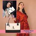 Monogrammed Canvas Tote Bag with Zipper Pockets - Ideal Gift for Mom, Teacher, Sister