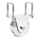 Coloch 4 V Groove Slide Gate Wheel with Dual U-Bolts, Heavy Duty Sliding Gate Wheel with External Mount Bracelet, No Welding Needed for Inverted V-Shape Sliding Rolling Track Gate, Loading 3000lbs