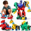 BLF FUN Magnetic Transforming Dinosaur Car Toy for Kids Ages 36, 6-in-1 Transforme Dino Robot Truck, Birthday for Boys Girls 4 5 7 8, Toddler STEM Construction Learning Toy