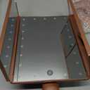 deweisn Dresser Mount Tri-Fold Lighted Vanity Mirror with 21 LED Lights, Touch Screen and 3X/2X/1X Magnification, Two Power Supply Modes Make Up Mirror,Travel Mirror (Rose Gold)