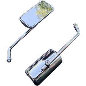 Motorbike Side Mirrors 10mm Universal Motorcycle Retro Rectangle Metal Motorcycle Rearview Side Mirrors Chrome Accessories Motorcycle Mirrors(Chrome)