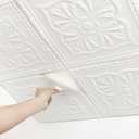 Ceiling Tiles, Ceiling Tiles Peel and Stick Foam, 16 Pcs, Covered 21 Sq.Ft, 3D Wall Panels Peel and Stick, Easy to Install and Cut for Ceiling and Interior Wall Decor, Plain White 13.8 x 13.8 inch (Floral)