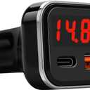 USB C Car Charger Adapter with Volt Meter, 30W Cigarette Lighter Adapter with Voltmeter, Type C Car Charger Fast Charging 12V, PD & QC 3.0 Compatible with iPhone 15 Pro Max, Samsung Galaxy S24