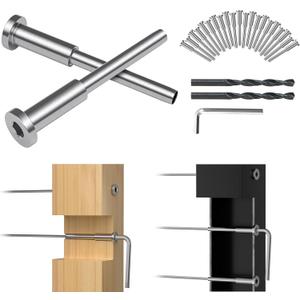 FMhotu 10 Pack 1/8" Invisible Cable Railing kit, T316 Stainless Steel Invisible Receiver and Swage Stud End, Swage Tensioner for Wood/Metal Post, Cable Railing Hardware(Sliver)