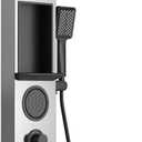 ELLO&ALLO Shower Panel System Tower with Shelf, Rainfall and Waterfall Head Rain Massage Stainless Steel Bathroom Fixtures with Adjustable Body Jets, Brushed&Black