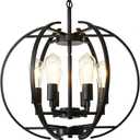 Pendant Lights Globe Black Chandeliers Lighting, Hallway Light Fixtures Ceiling Adjustable Hanging 6 Light for Kitchen, Dining Room, Living Room, Bedroom
