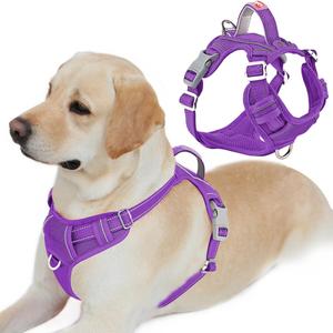 BARKBAY Dog Harness No Pull with ID Tag Pocket - Heavy Duty, Reflective, Easy Control for Large Dogs(Purple,L)
