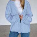 PRETTYGARDEN Cardigan Sweaters for Women Trendy Fall Fashion 2026 Long Sleeve Chunky Knit Cardigans Winter Clothing Outfits (Blue, M)