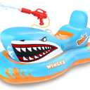Inflatable Pool Floats for Kids with Built-in Water Gun, Swimming Pool Float Toys Boat for Toddlers, Shark Shaped Ride-on Pool Floaties for Boys Girls Aged 3-12 for Summer Pool Beach