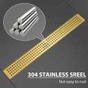 SaniteModar Linear Shower Drain, Gold Shower Drain 24 inch with Removable Grate,Brushed 304 Stainless Steel Linear Drain with Hair Strainer & Leveling Feet