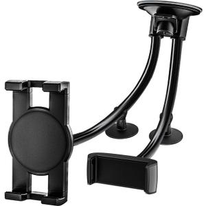 woleyi Dual Car Tablet Mount, Windshield Car Window Phone & Tablet Holder with Double Long Arm Suction Cup for iPad Pro/Air/Mini, Galaxy Tab/Z Fold, Fire HD, iPhone, More 4-13" Cell Phones and Tablets