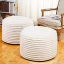 Teenyyou 2 Pcs 26 x 18 Inch Unstuffed Pouf Cover Ottoman Foot Rest - No Filler, Faux Rabbit Fur Foot Stool Floor Bean Bag Floor Chair Storage for Living Room Bedroom Home Decor(Ivory)