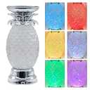 YAKii 9.5" Pineapple LED Color Changing Shine Lamp, Swirling Water Waves Lamp Kid Safe Battery/ USB Cable Operated, Table Lamp Candle Holder Table Decoration Silver