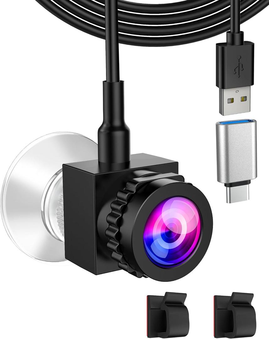 1080P Center Screen Webcam Adjustable Eye Contact Webcam with Microphone for PC and Laptop, Focus Center Cam USB C/A, Middle Screen Camera