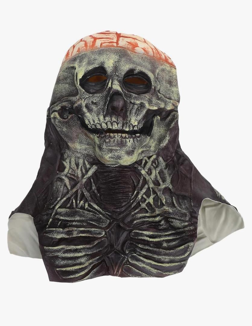 Didiseaon Creepy Halloween Full Head Skull Mask With Movable Jaw Scary Skeleton Mask Halloween Scary Latex Helmet Devil Costume For Adults Masquerade Costume Party Props