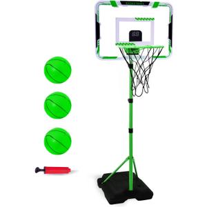 Nattork Kids Basketball Hoop, Adjustable Height Toddler Basketball Hoop Stand, Indoor Outdoor Basketball Goal Toy for Boys Girls Ages 3~8 Years Old, Includes 3 Balls, Ideal for Birthday Gift (Green)
