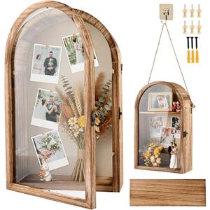 Shadow Box Frame 10x16inch Shadow Boxes Display Cases with Linen Back and Removable Shelves, Picture Frame Wedding Bouquet Memorabilia Medals Photos Memory Box for Keepsakes