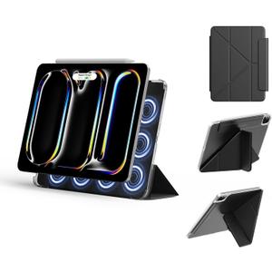 Magnetic Case Compatible with iPad Pro 11 M4 Case, Replacement for iPad Pro 11 Inch 2024 M4, Slim and Lightweight Four-Corner Protective Folio Origami Style Cover Support Landscape and Portrait (Black)
