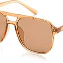 FEISEDY Retro Square Aviator Sunglasses Women Men 70s Vintage Trendy Plastic Frame Sun Glasses B2835 (003 Champagne Frame/Champagne Lens)