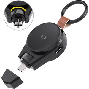 Portable Charger for Samsung Galaxy Watch 7/8, 2in1 USB-C Travel Charger Compatible with Galaxy Watch 8/7/6/6 Classic/5 Pro/4/3, 90 Rotatable Magnetic Smartwatch Charging [OTG] for Galaxy (Type-C)