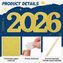 2026 Graduation Centerpiece Sticks 24 Pack Double Sided Glitter Numbers 7.1 x 2.8 Inch with 48 White Adhesive Squares and 24 Bamboo Sticks 7.9 Inch for Gold Grad Party Decorations