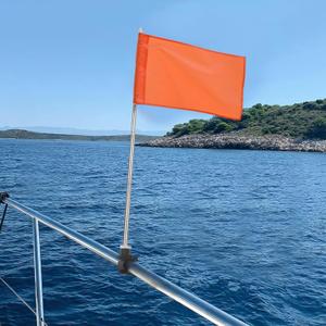 Orange Boat Flag with Replacement Flag, 12 x 18 Water Ski Flag with 52" Retractable Boat pole & Firm Holder, Durable Boating Safety Skier Down Flag for Swimming, Surfing