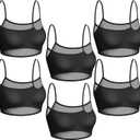 Toulite 6 Pcs Summer Women Mini Tanning Bikini Sheer Tank Tops See Through Stretch Crop Top Sleeveless Mesh for Beach (Large-X-Large, Black)