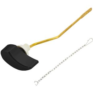 Toilet Cistern Side Flush Lever, Compatible with TOTO WC Flush Handle, Pure Copper Rod Body, Equipped with Hook-Style Chain for Toilet Flush Rod Replacement Part, 1 Piece (Matte Black)