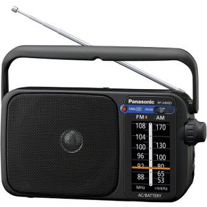 Panasonic Portable AM/FM Radio, Battery Operated Analog Radio, AC Powered, Black (RF-2400-K)
