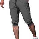 FIRSTGYM Mens Workout 3/4 Jogger Pants Tapered Fit Sweatpants Casual Joggers (Medium, Dark Gray)