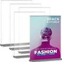 Tomorotec 5-Pack Acrylic Sign Holder 8.5’’x11’’ Vertical, T-Shape Double Sided Desktop Sign Holder, Menu/Document Display Stand for Restaurant, Office, Trade Show Exhibition, Black Base (Portrait)