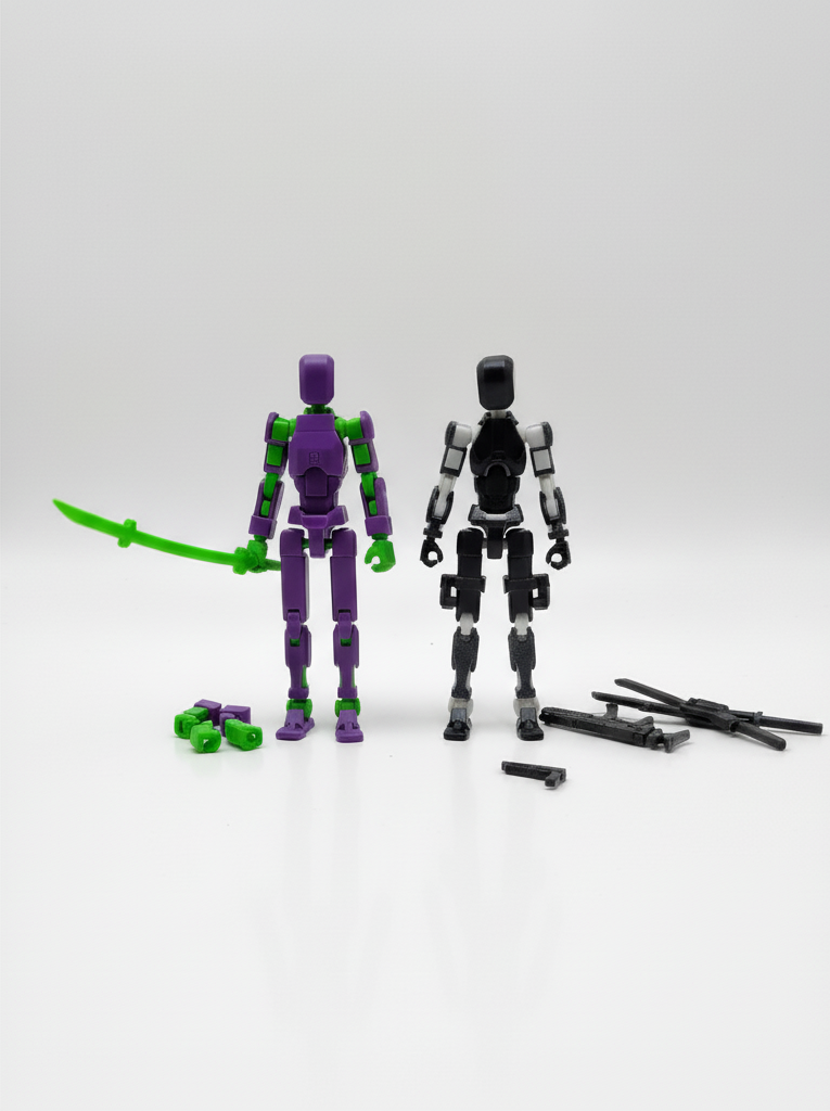 (Assembly Completed) 3D Printed Action Figure，T13 Robot Action Figure, T13 Collectible Action Figure Articulated, for Collectors Desktop Decorations Purple Green+Black