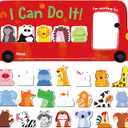 I CAN DO IT Token Board,Magnetic Reward Chart with 26 Animal Magnets, Red Bus Reward Chart for Kids, Incentive Positive Chart for Good Behavior and Responsibility, Great for Toddlers, Kids, Students