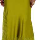 SOLY HUX Women's Satin Lace Maxi Skirt Low Rise Fishtail Bodycon Going Out Party Long Skirts (Large, Mustard Yellow)