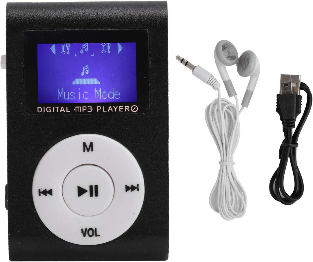 32GB MP3 Player, Portable Digital Music Player with Headphones and USB Cable, Sports Mini MP3 LCD Mini Screen Music Media Player with Back Clip(Black)