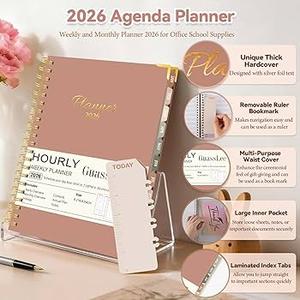 GuassLee 2026 Planner, Weekly & Monthly Appointment Book from Jan. 2025 - Dec. 2026, Work & Life Daily Hourly Planner with Time Slots, A5 Agenda Organizer for School Office, Brown, 8.4"x 6.1"